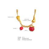 Sofia Charm Pendant Necklace – Gold Chili, Red Heart & Apple Drops | Huna Jewelry