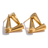 Bizzy Triangle Stud Earrings – Cone Design, Rust Proof & Stylish | Huna Jewelry