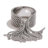 Edie Bold Beaded Tassel Cuff Ring – Wide & Adjustable Statement | Huna Jewelry