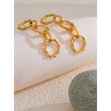 Indigo Circle Link Drop Earrings – Long, Lightweight & Waterproof | Huna Jewelry