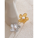 Marie Flower Pearl Ring – Bold & Stylish Elegant Jewelry | Huna Jewelry
