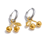 Maeve Gold Cherry Drop Earrings – Playful Elegance in Silver & Gold | Huna Jewelry