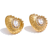 Samara Sparkling Heart Stud Earrings – Vintage & Tarnish-Resistant | Huna Jewelry