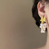 Vintage Pearl Grape Earrings – Gold Statement Jewelry | Huna Jewelry