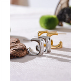 Desdemona Square Huggie Earrings – Modern Classic Style | Huna Jewelry