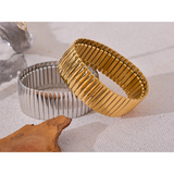 Yara Wide Metal Bangle – Elastic Rust-Resistant Bracelet | Huna Jewelry