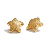 Henna Star Stud Earrings – Textured Vintage Style & Water Resistant | Huna Jewelry