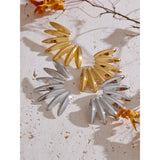 Flo Geometric Flower Petal Stud Earrings – Bold & Smooth Design | Huna Jewelry