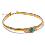 Scarlett Green Stone Choker – Sleek & Modern Statement Necklace | Huna Jewelry