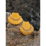Delaney Shell Stud Earrings – Dainty Waterproof Earrings with Sparkle | Huna Jewelry
