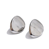 Louise Oval Stud Earrings – Minimalist Glossy Statement Jewelry | Huna Jewelry