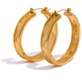 Aria Hammered Hoop Earrings – Bold Minimalist Statement Jewelry | Huna Jewelry