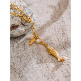 Violet Y Chain Necklace – Waterproof Pearl & Shell Fish Pendant | Huna Jewelry