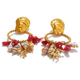 Dorothea Shell Conch Drop Earrings – Elegant Gold Jewelry | Huna Jewelry