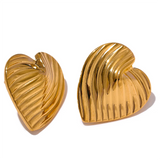 Paisley Heart Stud Earrings – Minimalist & Hypoallergenic Jewelry | Huna Jewelry