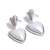 Celia Heart Drop Earrings – Dainty Pearl Statement Jewelry | Huna Jewelry