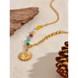 Clement Sun Pendant Necklace – Natural Stone & Trendy Chain | Huna Jewelry