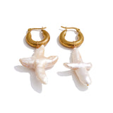 Cecily Baroque Pearl Cross Earrings – Elegant & Timeless Jewelry | Huna Jewelry
