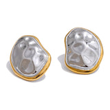 Erin Irregular Round Stud Earrings – Waterproof & Modern Minimalist | Huna Jewelry