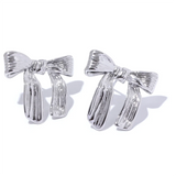 Madeline Pleated Bowknot Ribbon Stud Earrings – Elegant Feminine Detail | Huna Jewelry
