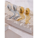Claudette Oval Tassel Snake Drop Earrings – Trendy & Elegant | Huna Jewelry