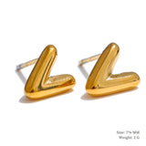 Charlie A-Z Initial Stud Earrings – Minimalist & Tarnish-Resistant | Huna Jewelry