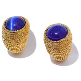 Illiana C Huggie Stud Earrings – Vintage Style with Natural Stone | Huna Jewelry