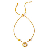Penelope Dainty Heart Charm Bracelet – Shell Inlay, Adjustable | Huna Jewelry