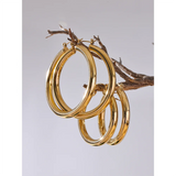 Lauren Round Hoop Earrings – Sleek & Minimalist Classic Style | Huna Jewelry