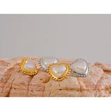 Celine Pearl Heart Stud Earrings – Classic & Romantic | Huna Jewelry