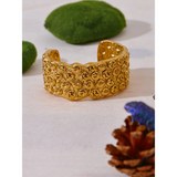 Venus Wide Cuff Bracelet – Water-Resistant 18K Gold Vintage Style | Huna Jewelry