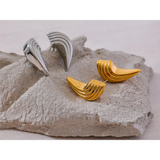 Flynn Striped Geometric Stud Earrings – Unique & Hypoallergenic | Huna Jewelry