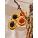 Iris Round Stud Earrings – Waterproof Chic Jewelry | Huna Jewelry