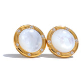 Neriah Natural Shell Round Stud Earrings – Hypoallergenic & Waterproof | Huna Jewelry
