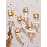 Cecily Baroque Pearl Cross Earrings – Elegant & Timeless Jewelry | Huna Jewelry