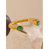 Whitney Natural Stone Cuff Bracelet – Gold & Water-Resistant | Huna Jewelry