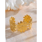 Dolce Floral Cuff Bracelet – Wide Open Bangle, Water-Resistant Design | Huna Jewelry