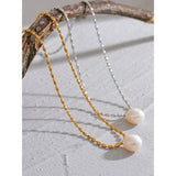 Ava Pearl Pendant Necklace – Beaded Chain with Fixed Single Pearl | Huna Jewelry