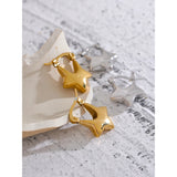 Amarilla Hollow Star Hoop Earrings – Trendy 18K Gold Plated Jewelry | Huna Jewelry