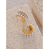Santana Hoop Earrings – Pearl & Cubic Zirconia Elegant Statement | Huna Jewelry