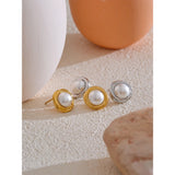 Rowena Pearl Stud Earrings – Classic & Hypoallergenic Jewelry | Huna Jewelry