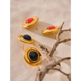 Iris Round Stud Earrings – Waterproof Chic Jewelry | Huna Jewelry