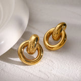 Hollow Circle Stainless Steel Stud Earrings – Minimalist Elegance | Huna Jewelry