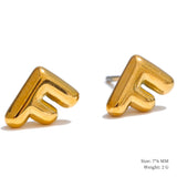 Charlie A-Z Initial Stud Earrings – Minimalist & Tarnish-Resistant | Huna Jewelry