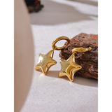 Hope Star Drop Hoop Earrings – Polished & Chic Statement Jewelry | Huna Jewelry