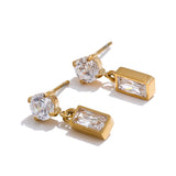 Kallie Rectangle Drop Earrings – Sparkling Zirconia Elegance | Huna Jewelry