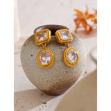 Beatrice Drop Earrings – Shiny Square & Round Elegant Design | Huna Jewelry