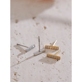 Clementine Bar Stud Earrings – Delicate & Sparkling Waterproof Jewelry | Huna Jewelry