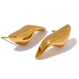 Mila Irregular Stud Earrings – Minimalist & Rust-Proof Smooth Design | Huna Jewelry