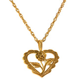 Eula Heart Pendant Necklace – Vintage Waterproof Jewelry with Floral Detail | Huna Jewelry
